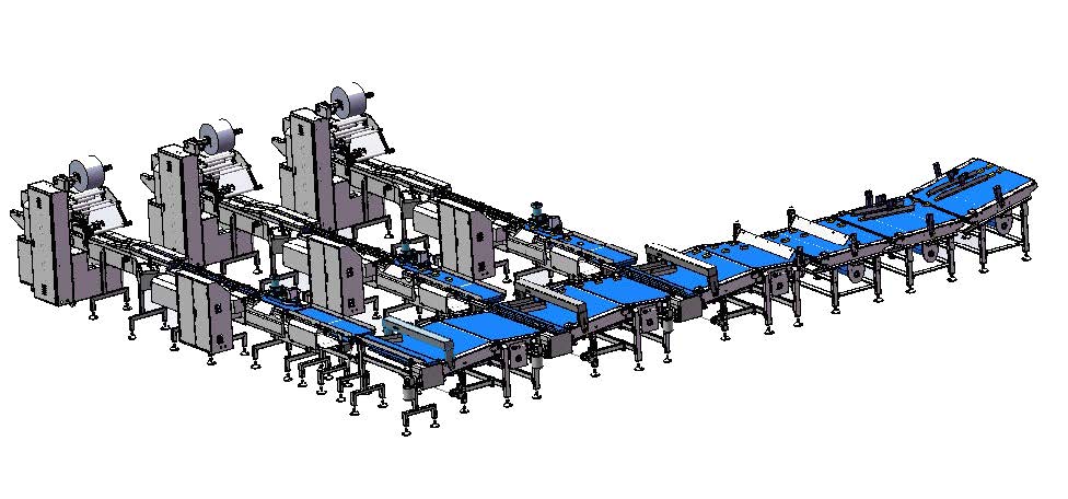 up feeding packaging system for bakery